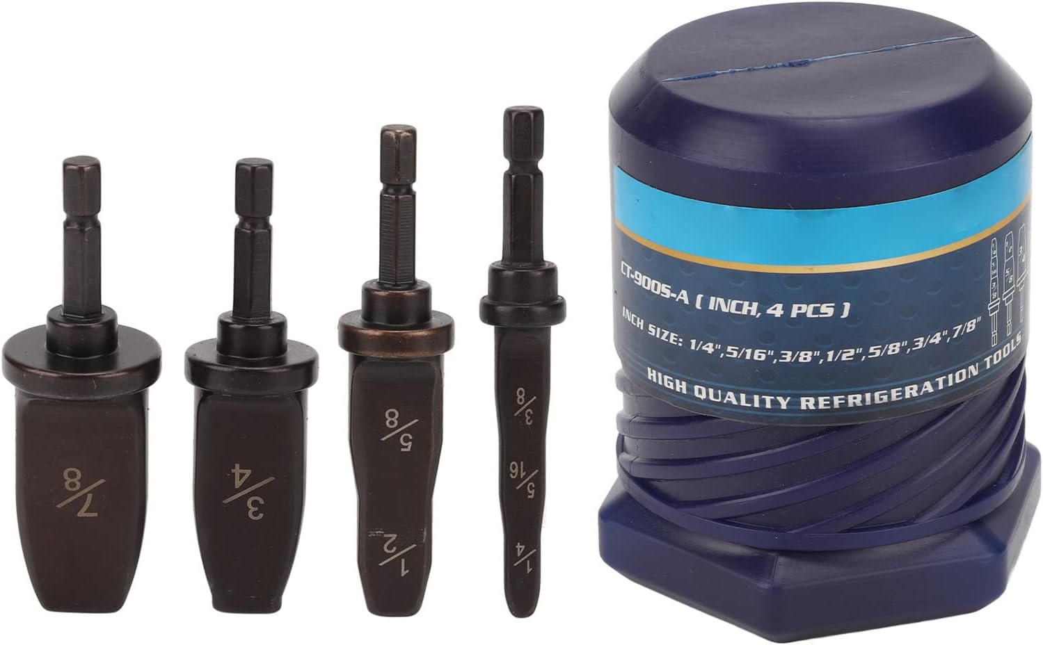 HVAC Repairing Set, 1/4in 5/16in 3/8in 1/2in 5/8in 3/4in 7/8in High Carbon Steel Manual Copper Pipe Swage Tool with Storage Box, Universal Tube Expanding Tool