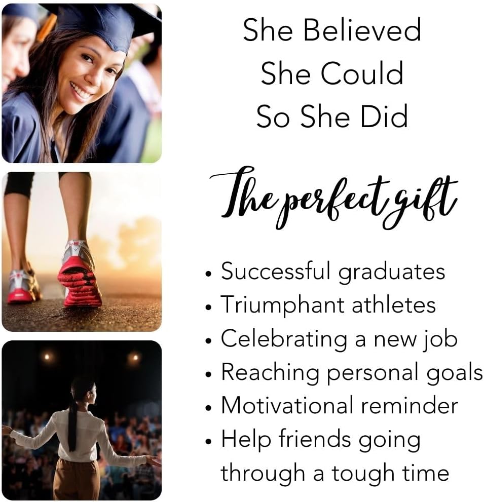 Love, Georgie She Believed She Could So She Did Necklace with Round Pendant, Graduation Gift for Her, Motivational Jewelry, Available in Silver, Gold and Rose Gold