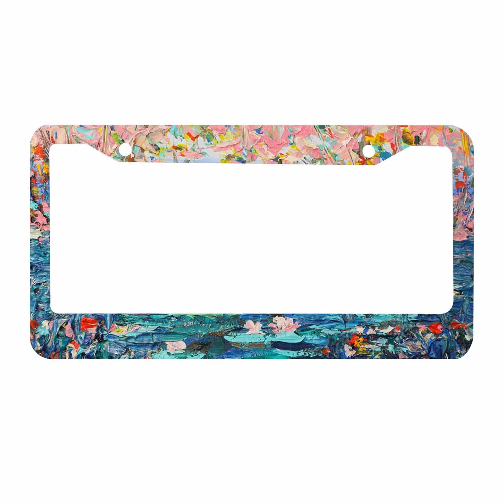 Nicokee Decorative License Plate Frame Claude Monet Water Lilies Car Tag Frame Aluminum Auto License Plate Holder for Men Women