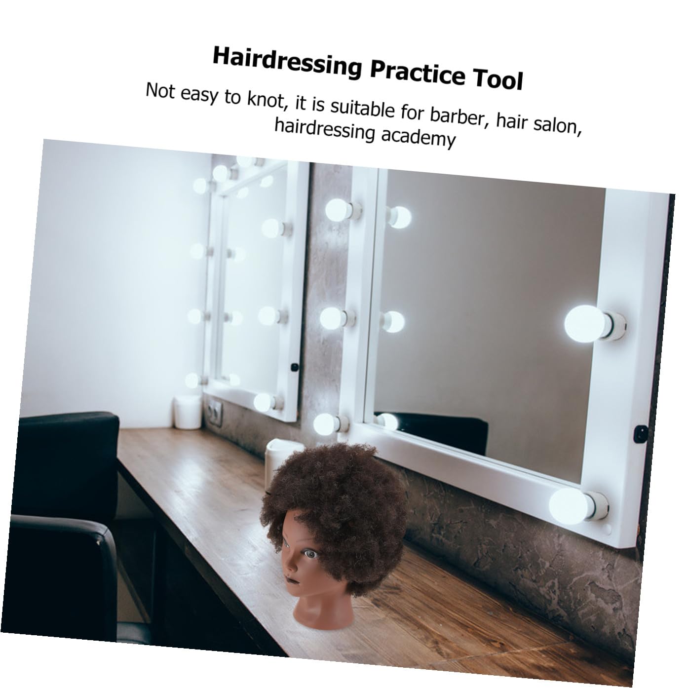Afro Übungskopf für Friseursalon und Barbier Schwarz