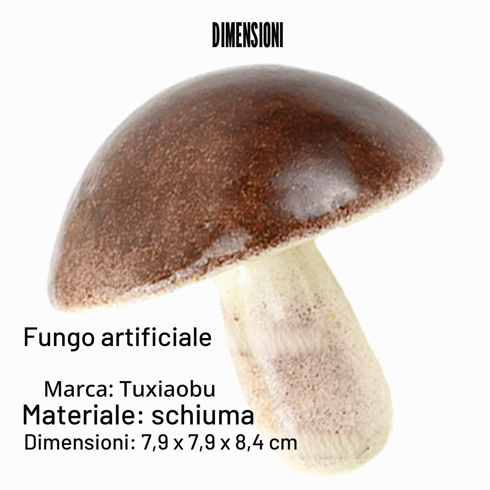 Funghi finti, 6 funghi finti in plastica, decorazione di frutta artificiale