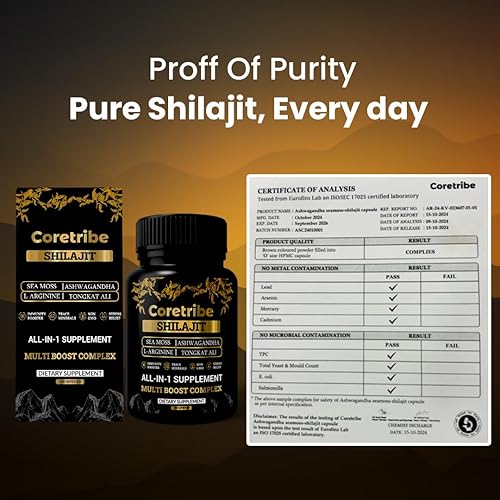 Miniatura 6 de Shilajit Cápsulas con musgo marino y ashwagandha para hombres y mujeres, suplementos 10 en 1 de Shilajit del Himalaya, ácido fúlvico y ácido húmico,