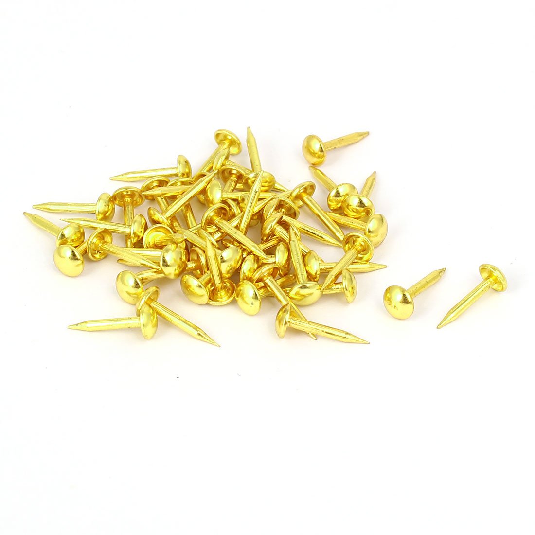Uxcell Gold Sourcingmap Home Furniture 5Mm X 12Mm Upholstery Thumb Tack Nail Push Pin Tone 50Pcs