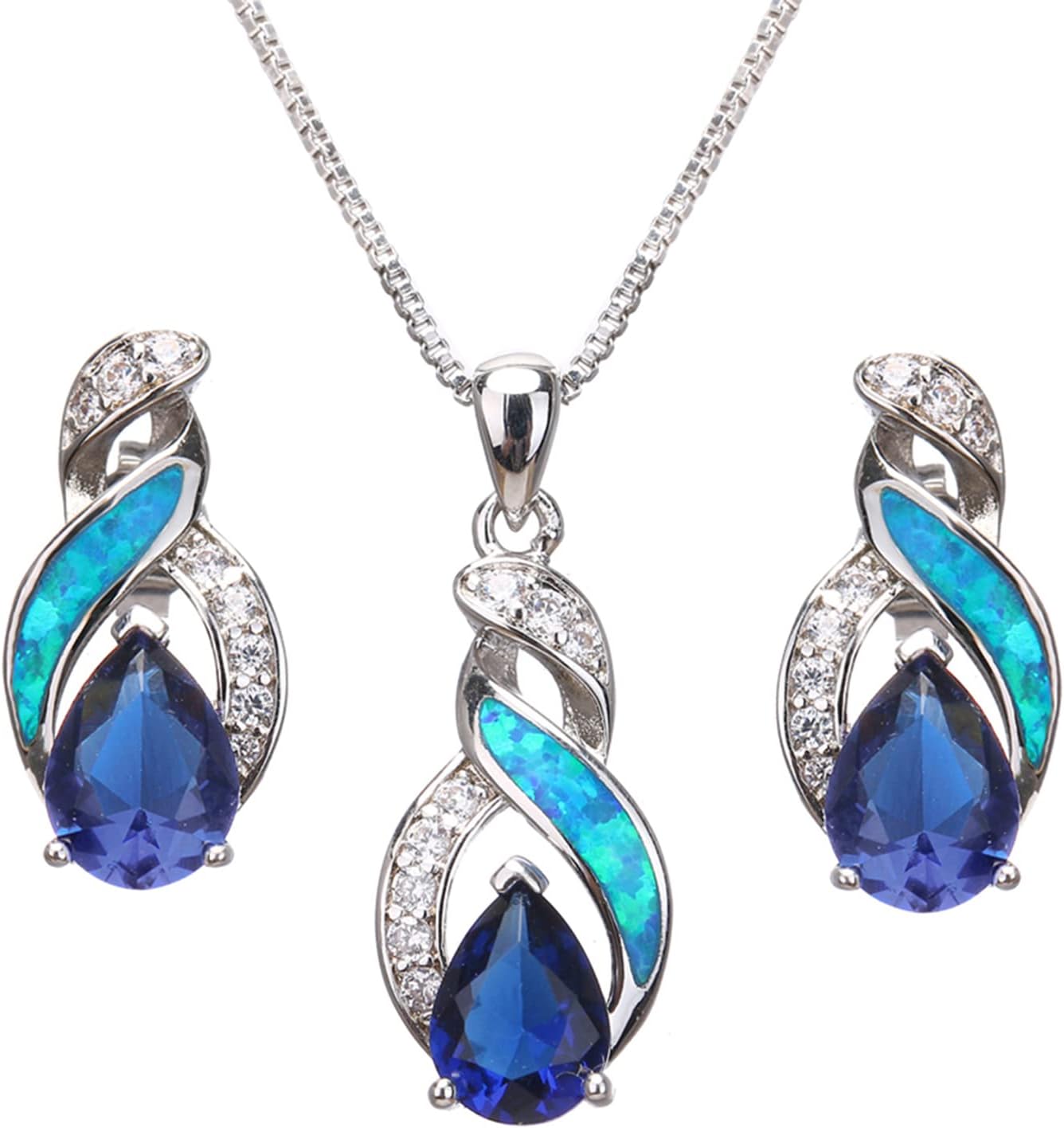 Hermosa Jewelry Sets Australian Created Opal Necklace Earrings Mother's Day Gifts Jewelry for Mom