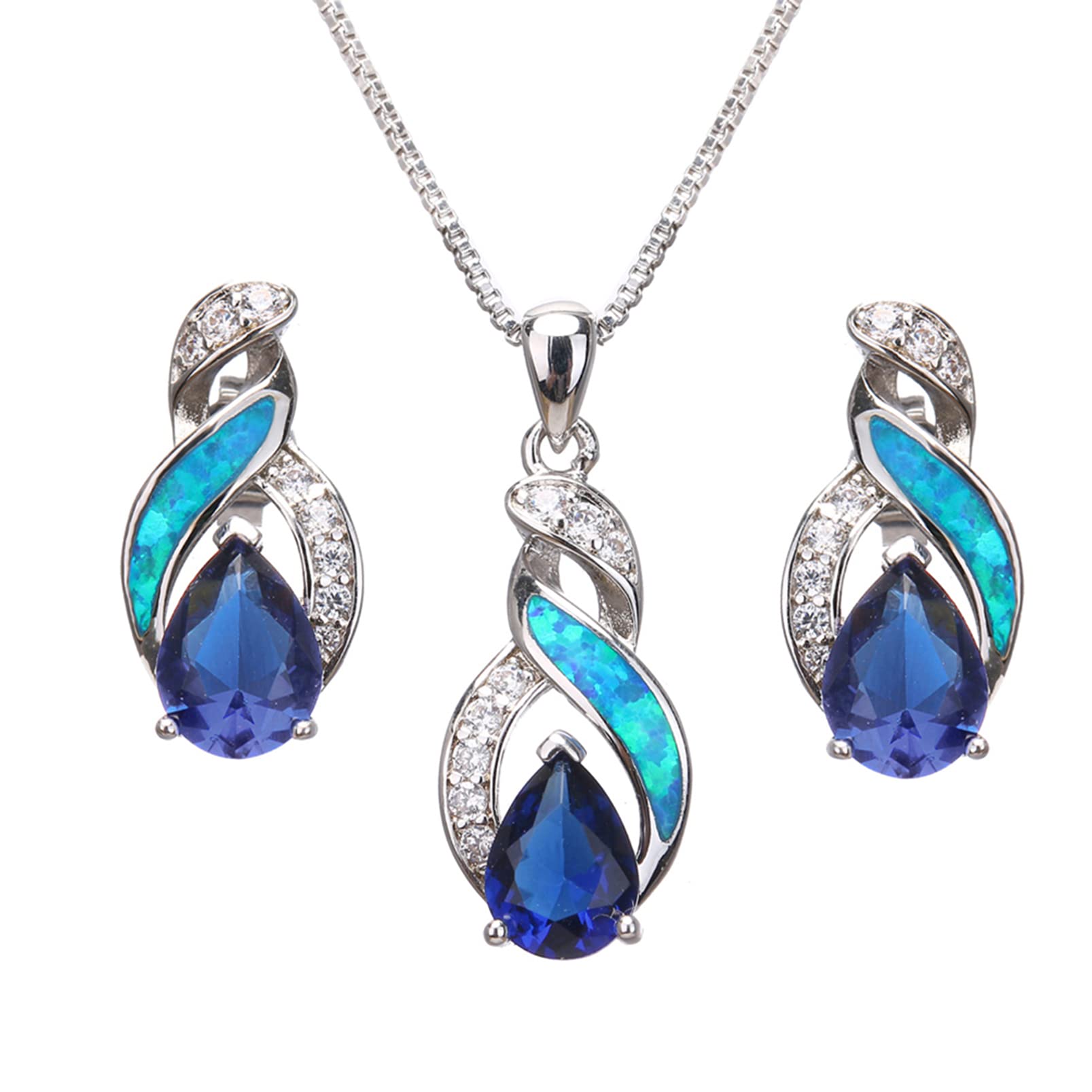 Jewelry Sets Australian Created Opal Necklace Earrings Mother's Day Gifts Jewelry for Mom