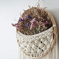 Vista 4 de ATAAY Tapiz tejido de macramé para colgar en la pared, decoración de pared hecha a mano, bohemio, con borlas de macramé, cesta tejida de macramé