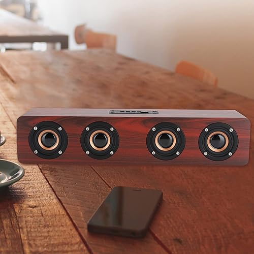 Miniatura 8 de Altavoz Bluetooth, subwoofer inalámbrico de madera de 3000 mAh, con cuatro altavoces, entrada de audio de 0.138 in, soporte AUX, tarjeta TF y FM,