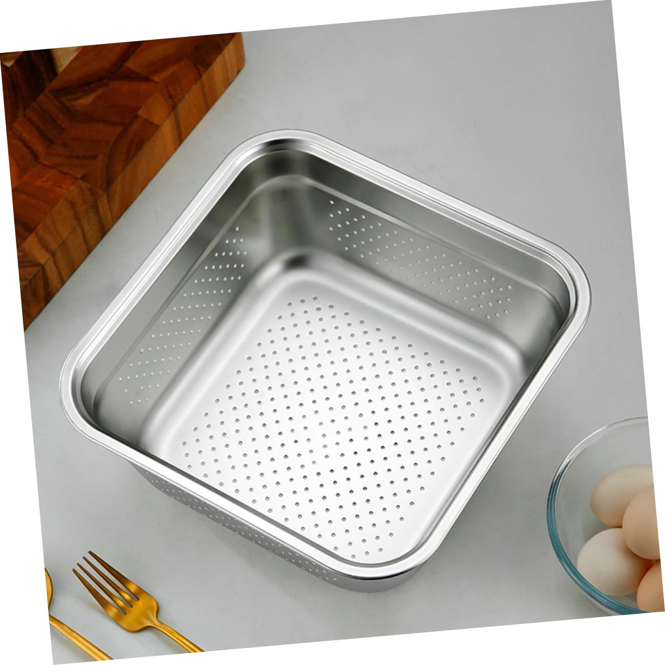 Zerodeko Colador de Cocina Grande de Acero Inoxidable Capacidad Amplia y Diseño Cuadrado, Escurridor Multifuncional y Confiable para Lavado y Drenaje en Fregadero