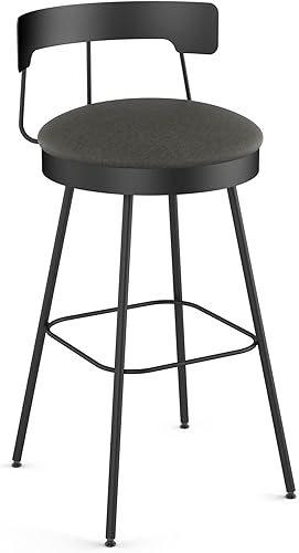 Amisco Monza - Taburete giratorio de poliuretano de 26.25 pulgadas en gris oscuronegro