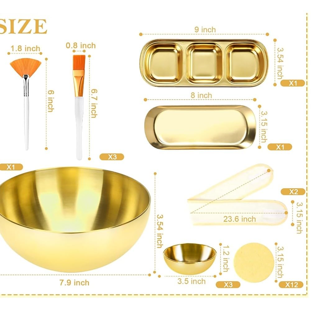 Set di 26 ciotole in acciaio inox per trattamento del viso, con spazzole, accessori e vassoio portaoggetti separato, uso domestico o salone