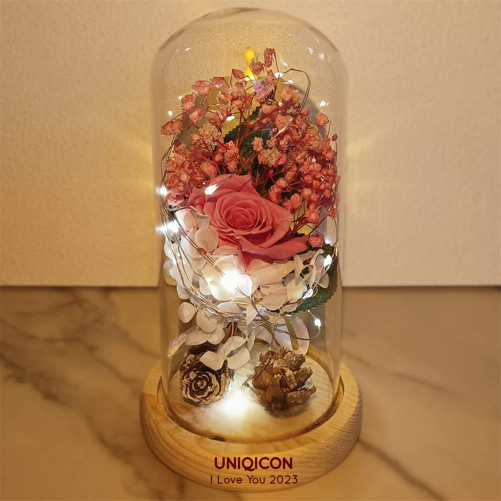 Eternal Rose Enchanted Sparkly Flower Artifical, Beauty and The Beast Infinity Galaxy Preserved Roses Lamp, Forever Glass Dome Gifts for Anniversary Mothers Women Girlfriend Wife Her Birthday โ image 1