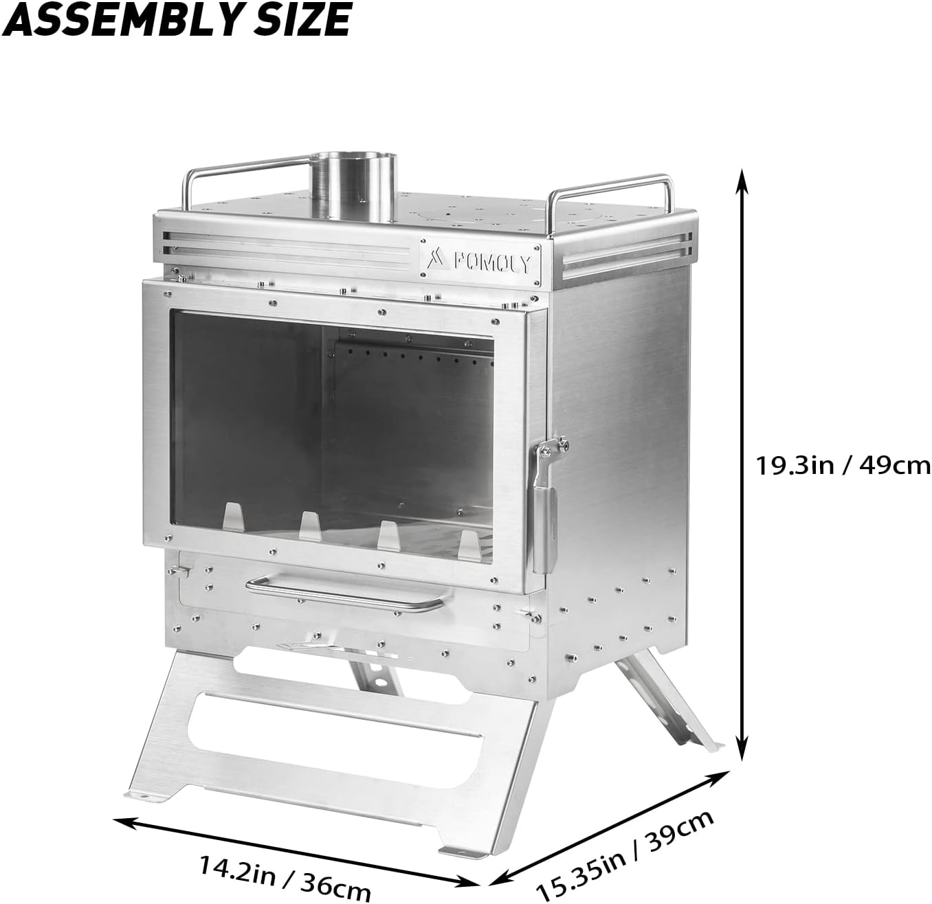 POMOLY Camping Tent Stove Wood Stove, Dweller Max 2.0 Stainless Steel Wood Burning Stove for Hiking, Cooking, Heating
