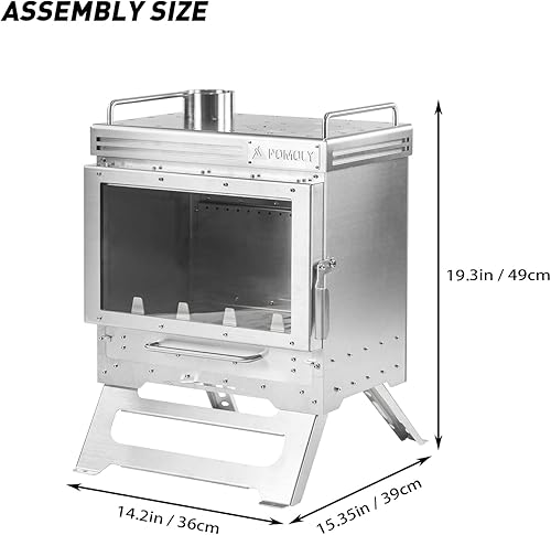 Miniatura 3 de POMOLY Estufa de leña para tienda de campaña, estufa de leña Dweller Max 2.0 de acero inoxidable para senderismo, cocina, calefacción