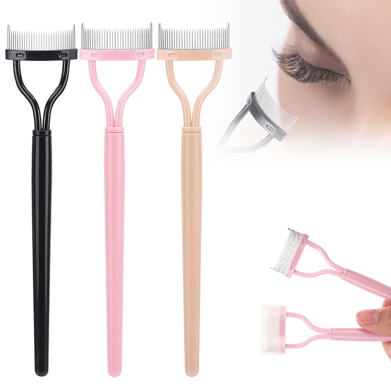 Eyelash Comb Eyelash Separator Tool, Arc Designed Eyelash Comb Separator, Eyelash Brush Separator With Metal Teeth Eyelashes Grooming Tool for Eye