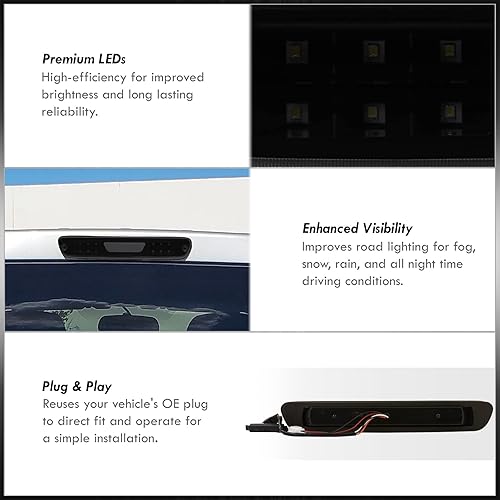 Miniatura 6 de AJP Distributors Lente ahumada negra LED Bar 3RD tercera luz de freno de carga trasera compatible con Colorado Canyon 2004 2005 2006 2007 2008 2009