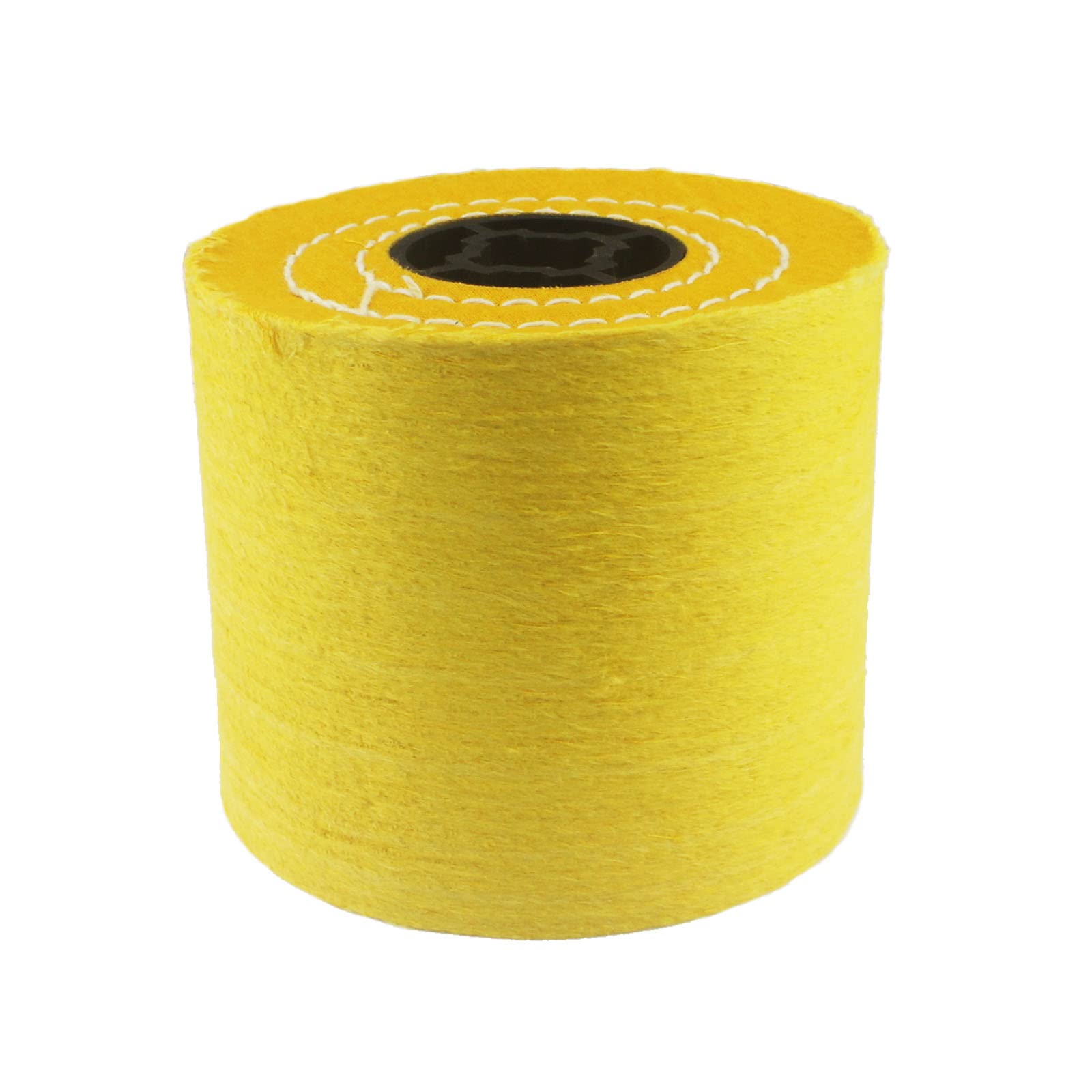 Luo ke 120mm x 100mm Cotton Surface Conditioing Drum, 3/4'' Quad Keyway Cotton Buffing Polishing Wheel for Drawing Machine (Yellow)