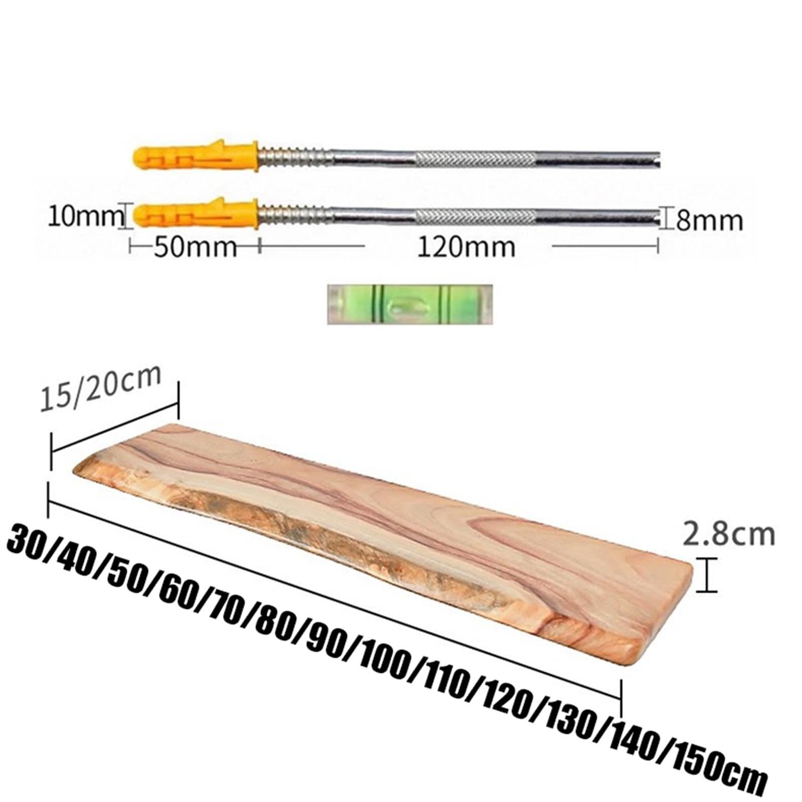 Mensola Galleggiante Irregolare 30-150cm, Mensola Da Parete In Legno