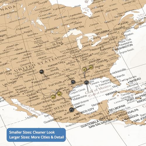 Image of IPIC - Vintage World Map & USA Map Canvas Wall Art Set of 2, Travel Wall Decor with Pins Included, Ready to Hang for Office or Living Room, 30x24 Inch