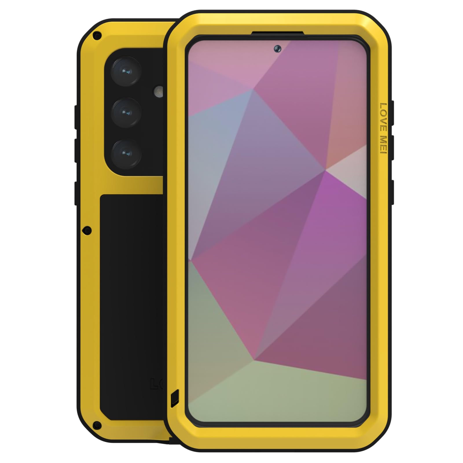 LJFLYXRI Custodia protettiva per Galaxy S24, robusta, in alluminio e silicone, antiurto, con pellicola protettiva integrata (giallo, S24)
