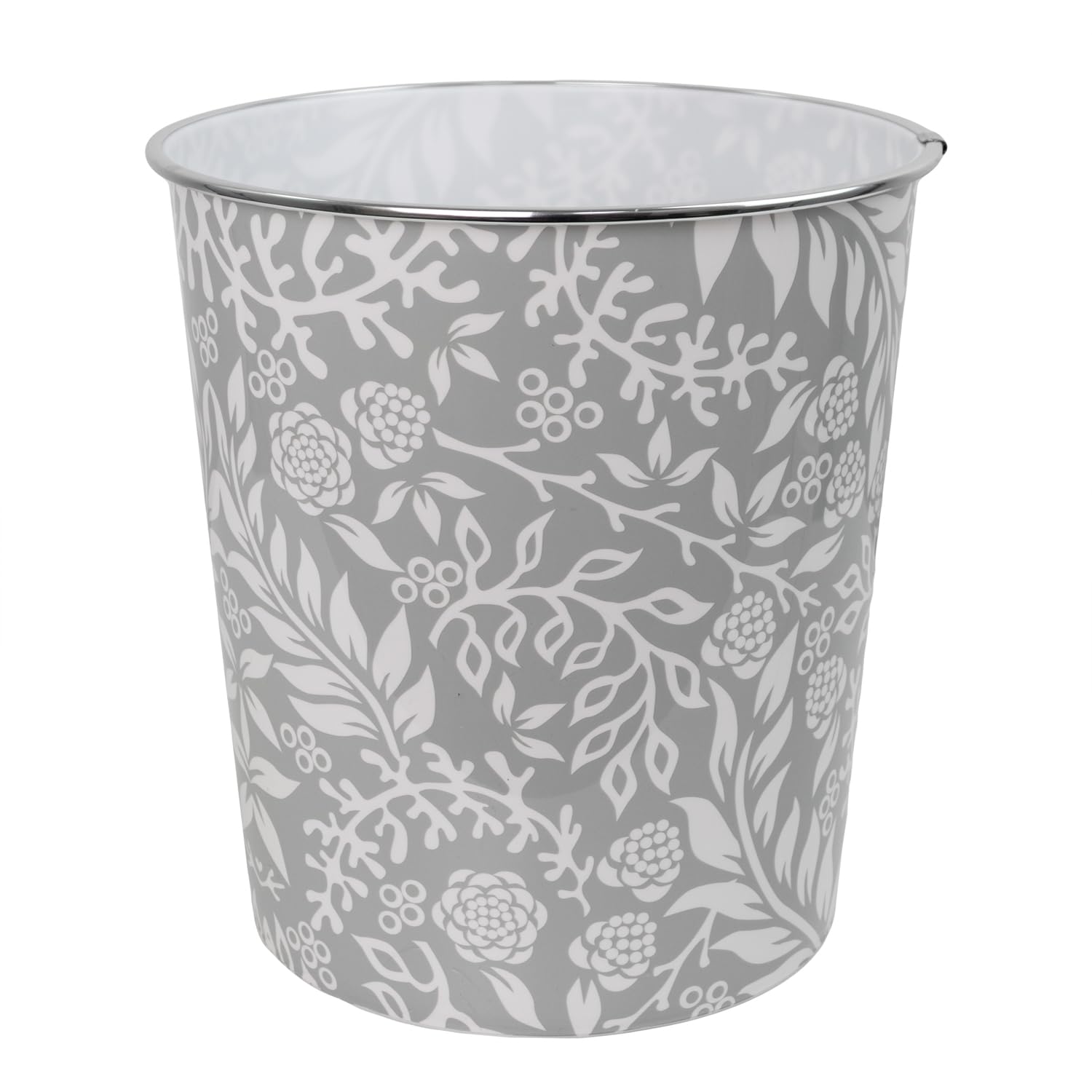 JVL Onyx Round Waste Bin 7L Decorative Bathroom Bedroom Office Grey Willow