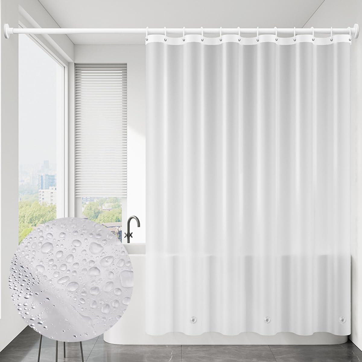 Cortina De Baño 180 * 200cm, Cortina Ducha Antimoho, Cortinas De Baño De Ducha con Imán, con 12 Anillas para Cortina De Ducha, Cortina Ducha Transparente, Protección Eficaz contra Las Bacterias