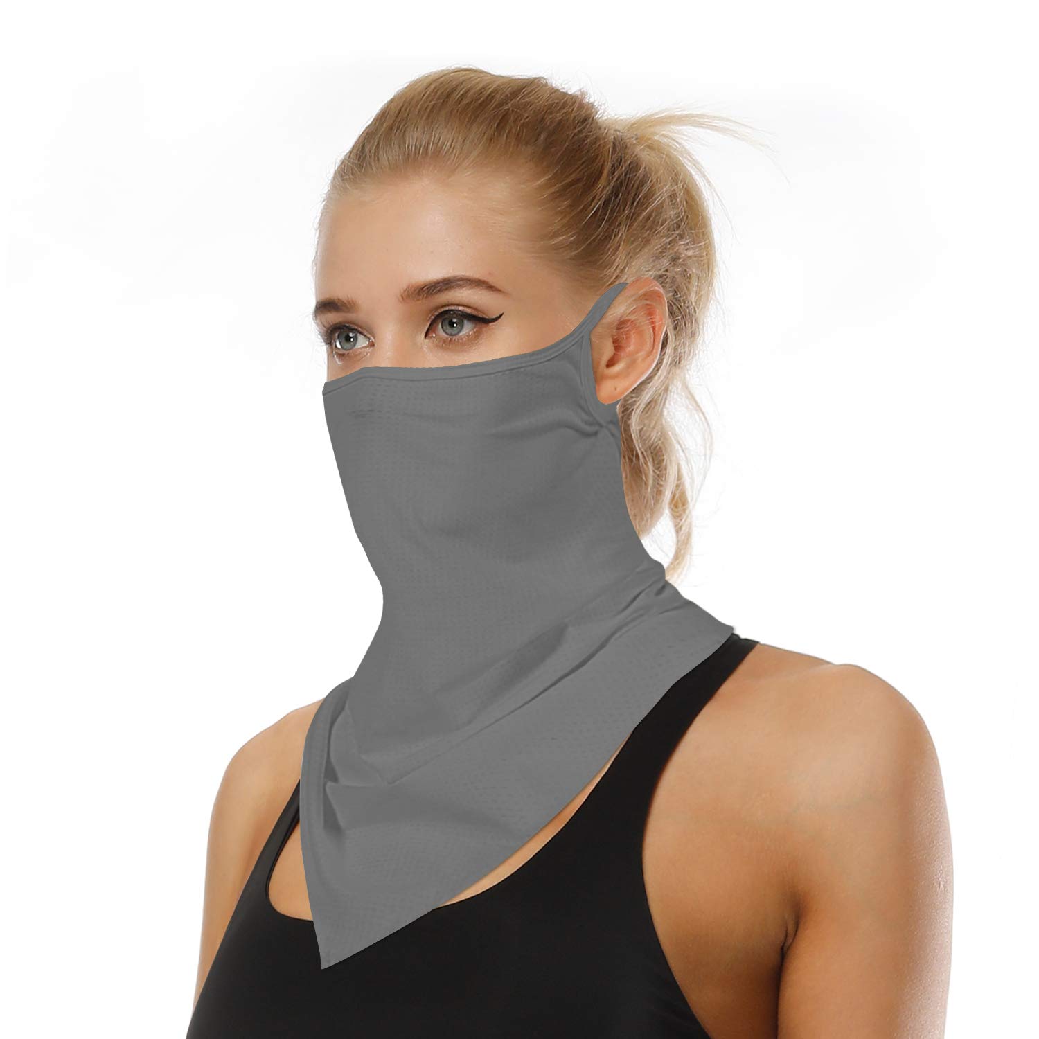 YAYOUREL Neck Gaiter Face Mask Bandanas for Men Women UV Face Scarf Cover Ear Loop Hole Facemask for Fishing Running Cycling
