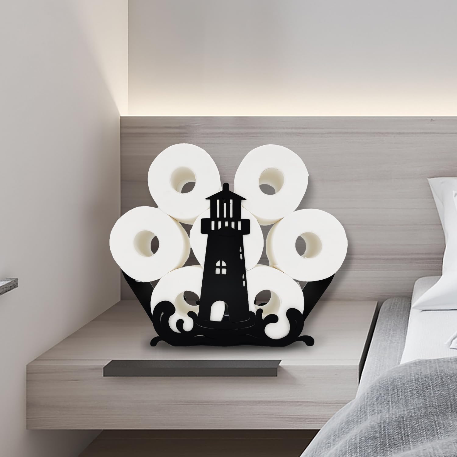 Teaeeno Portarotolo in metallo a forma di faro – divertente design con animali, può contenere 8 rotoli indipendenti