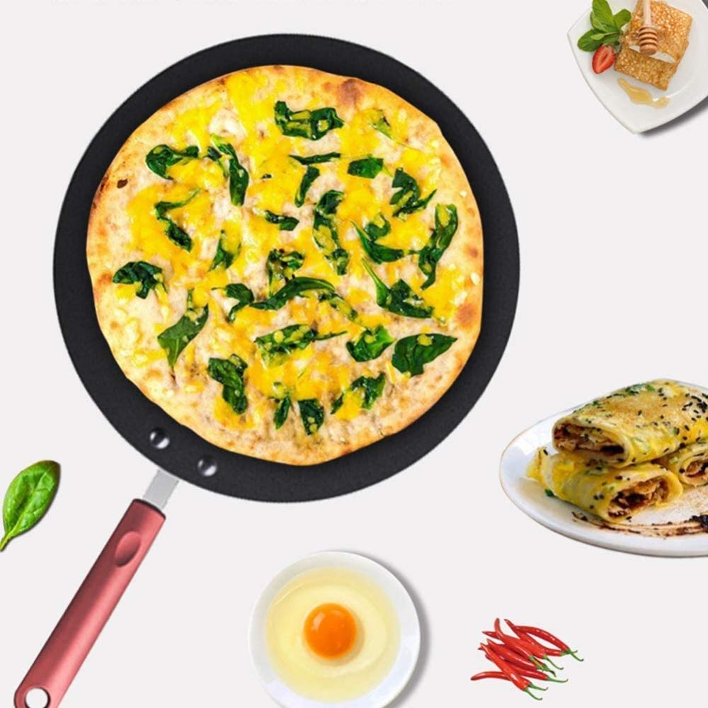 Pfannkuchen-Crepes-Bratpfanne, antihaftbeschichtet, für Steak-Eier, flache Tawa, Haushaltspfannkuchen, Obstwerkzeug, Induktion, nicht kompatibel, regulär, 30 cm