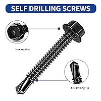 Vista 3 de Tornillos autoperforantes - Kit de tornillos de cabeza hexagonal con arandela #8 x 1/2'' a 1-1/2'', tornillos autorroscantes de acero inoxidable 410