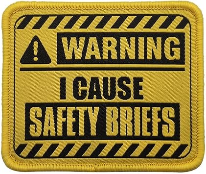ewkft Warning Embroidered Patches I Cause Safety Briefs Patch B
