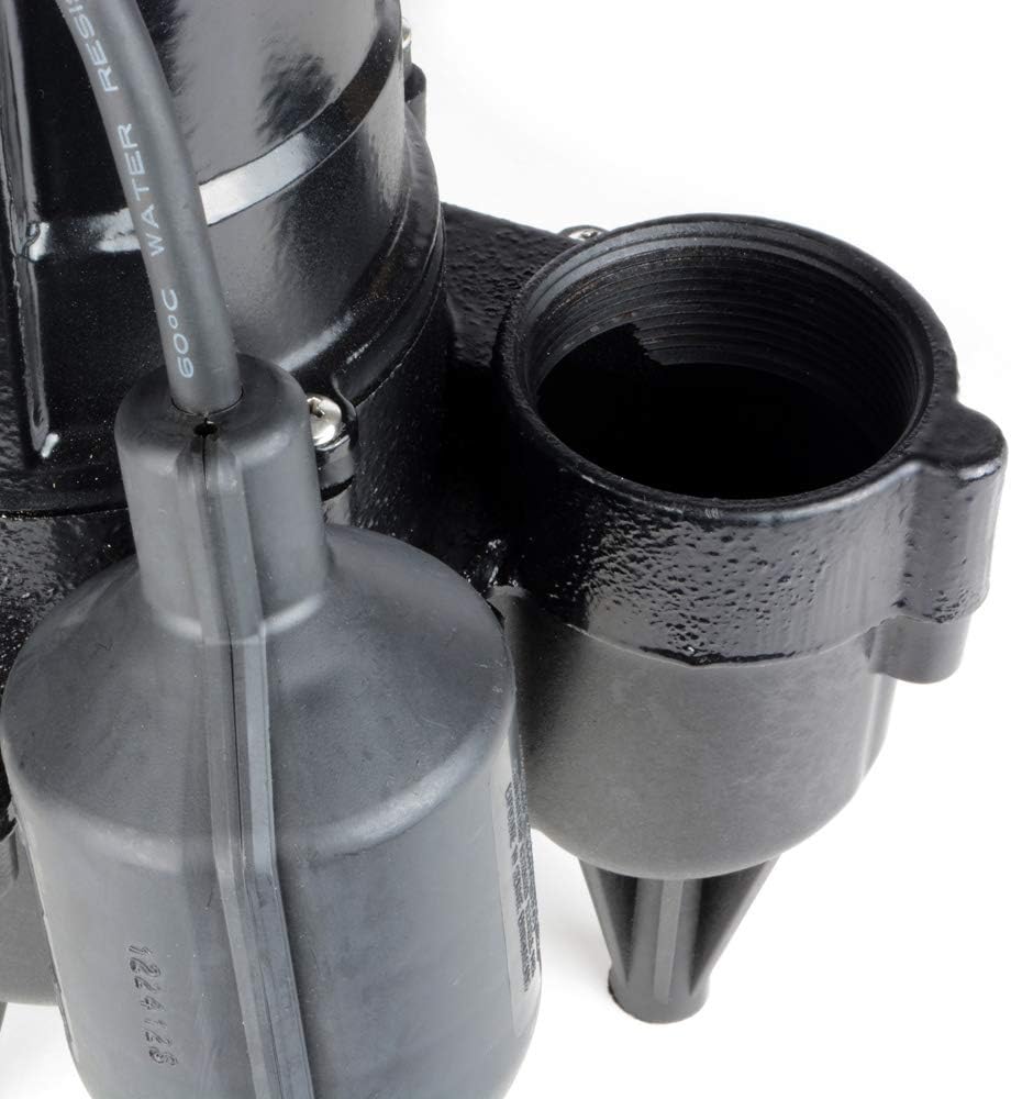 ECO-FLO Products RSE50W Cast Iron Sewage Pump with Wide Angle Switch, 1/2 HP, 5,700 GPH