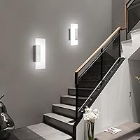 Vista 5 de LMQNINE Moderno aplique de pared de acrílico LED, luz blanca, 6000 K, iluminación de pared acrílica cableada para dormitorio, pasillo, escaleras