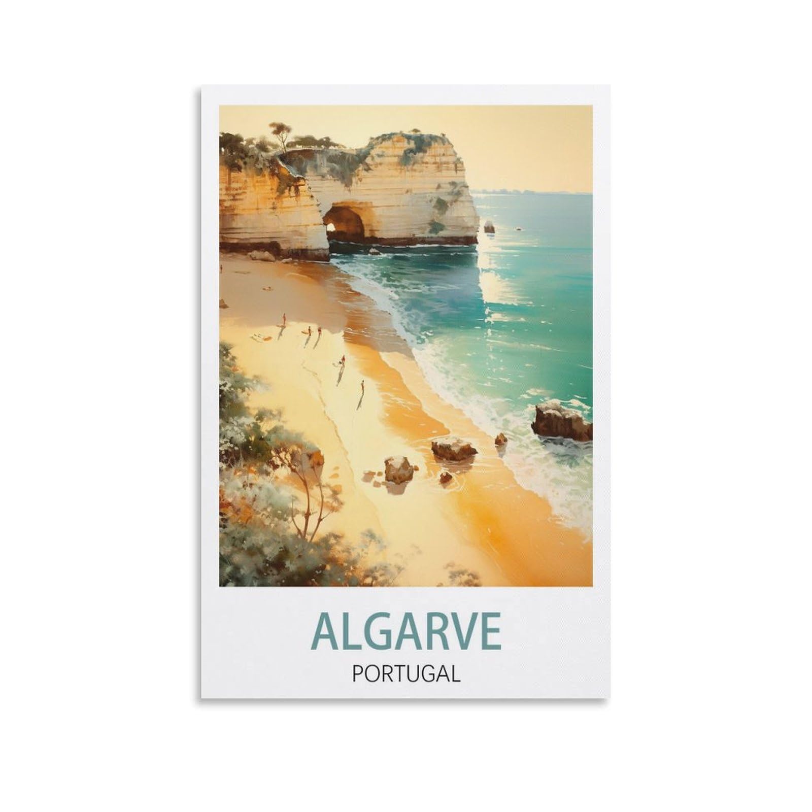 Puplum Unframe-Style Algarve Portugal Vintage Travel Posters Beach 20X30inch(50X75cm) Canvas Wall Art Posters For Living Room Decor Paintings For Home Decor