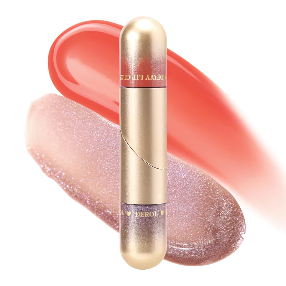Brillo labial 2 en 1 de doble punta, lápiz labial líquido brillante brillante, aceite de labios hidratante, acabado húmedo, alto brillo, larga disponible en Yaxa Peru