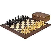 Wooden Chess Set Macassar Board 20 Inch Weighted Ebonised Reykjavik Staunton Pieces 3.75 Inch