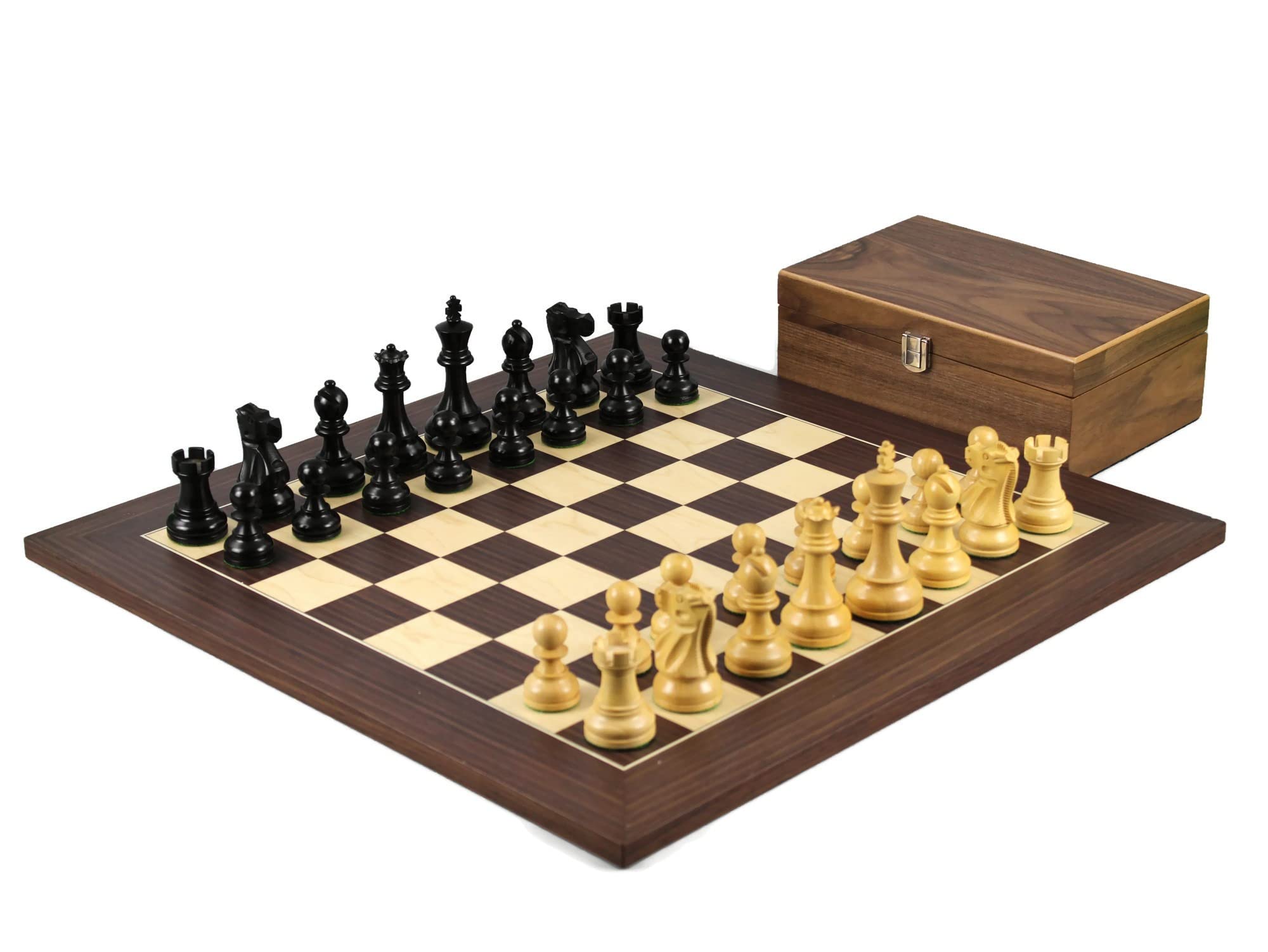 Set di scacchi in legno Macassar Board 20 pollici ponderato Ebanizzato Reykjavik Staunton Pezzi 9,75 pollici