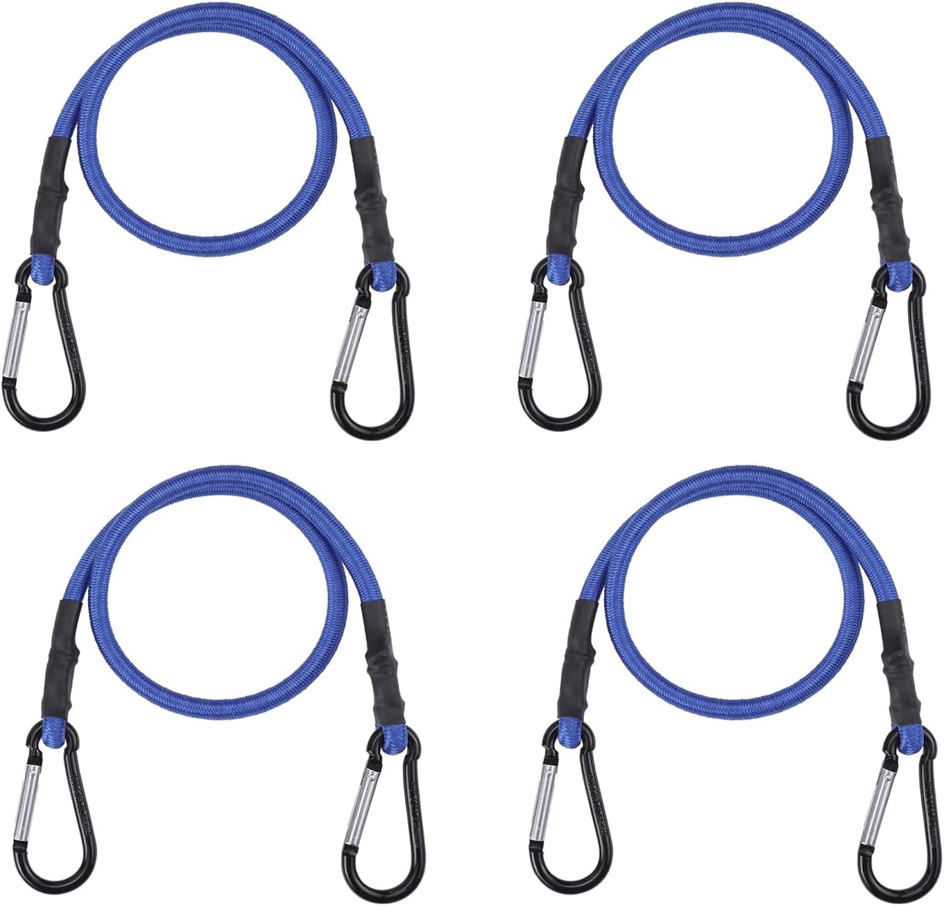 4Pcs 24 Inch Bungee Cord with Carabiner Clip, Superior Rubber Heavy Duty Straps Strong Elastic Rope for Outdoor Tent, Luggage Rack, Camping, Cargo, Bike, Transporting, Storage (Red)