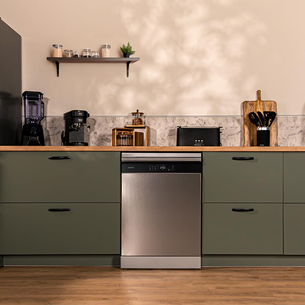 Cecotec Lavastoviglie 60cm Bolero Aguazero 6800 Inox A. 14 Coperti, Basso Consumo, Motore Inverter Plus Duo, 8 Programmi, Lavaggio Automatico, Pulizia a Vapore, Pulizia Interna e Mezza Carica