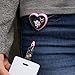 Taurus Bull Zodiac Sign Horoscope in Space Heart Lanyard Retractable Reel Badge ID Card Holder - Pink