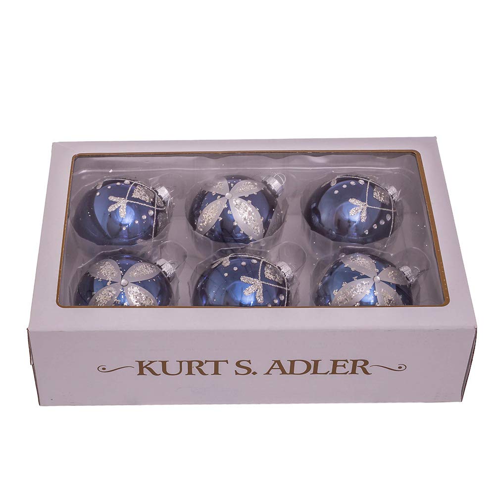 Amazon.com: 80MM Navy Blue Glass Ball Ornaments, 6-Piece Set