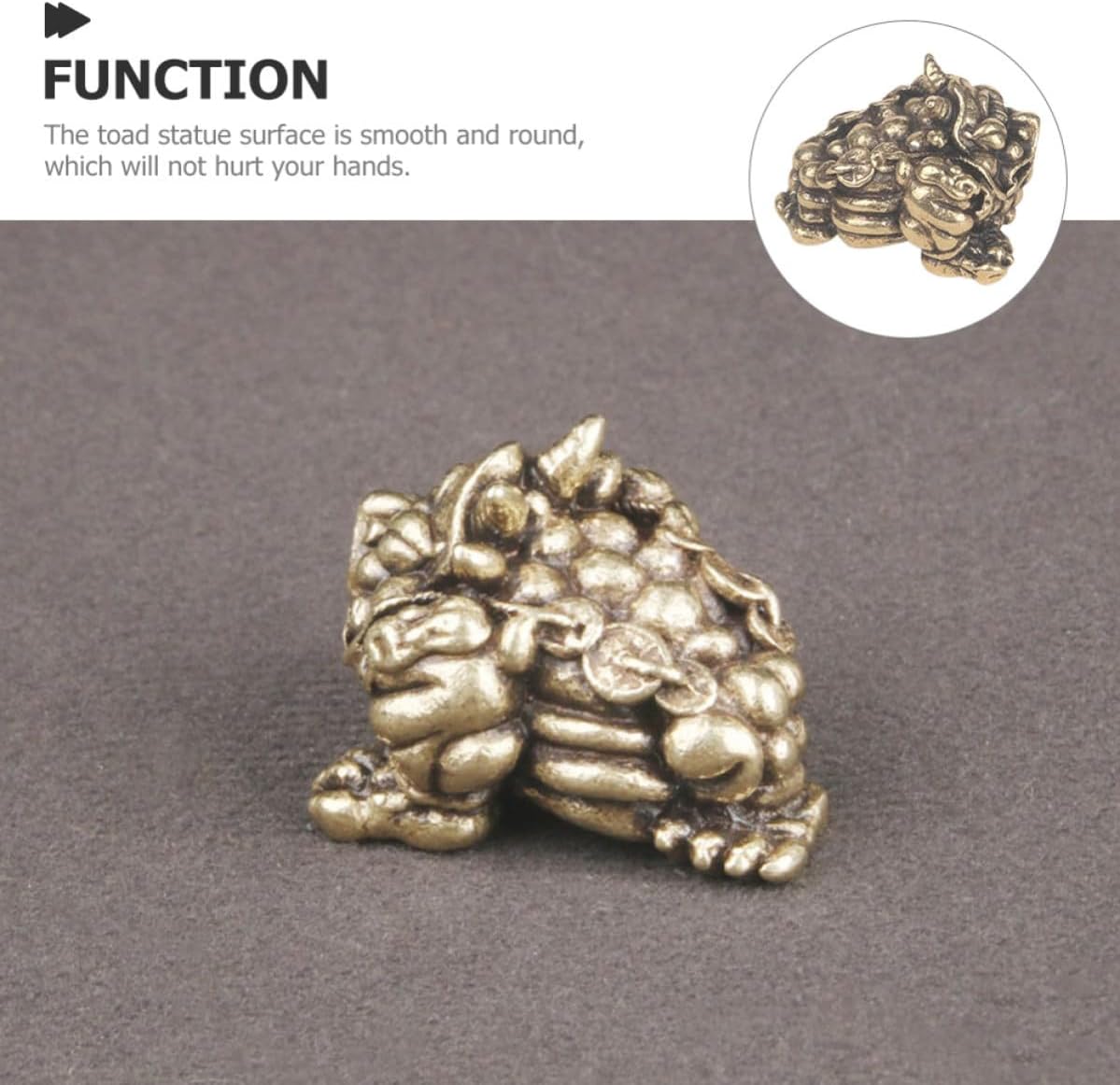 Mikikit Brass Three Legged Toad Ornament Vintage Desktop Decor image 3