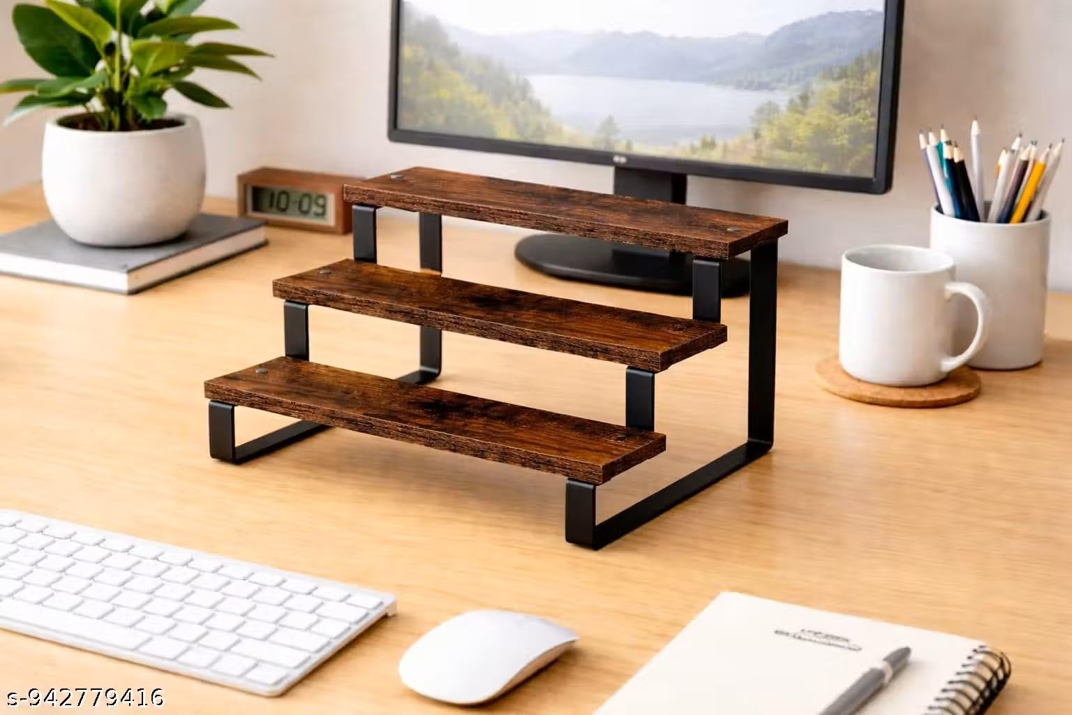 3-Tier Wooden Step Stool with Metal Frame, 30x24x15 cm | Sturdy & Stable, Waterproof, Easy to Install, Rustic Brown Finish, Multi-Purpose Use-image-39
