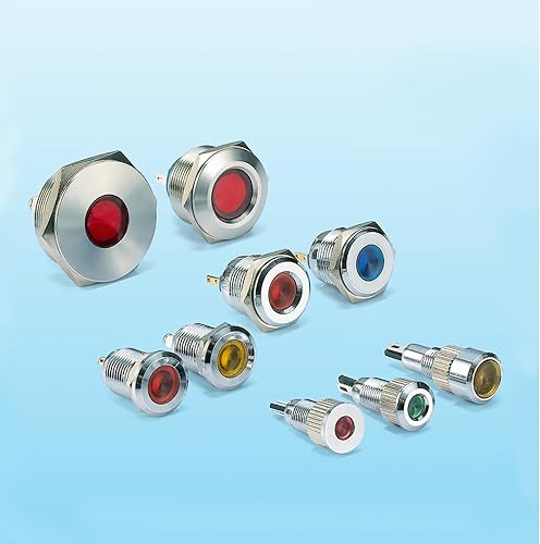 Miniatura 7 de Luz indicadora 0.866 in 78 pulgadas impermeable IP67 metal acero inoxidable 304 lámpara de señal 12V-24V LED piloto tablero luz anillo de luz grande