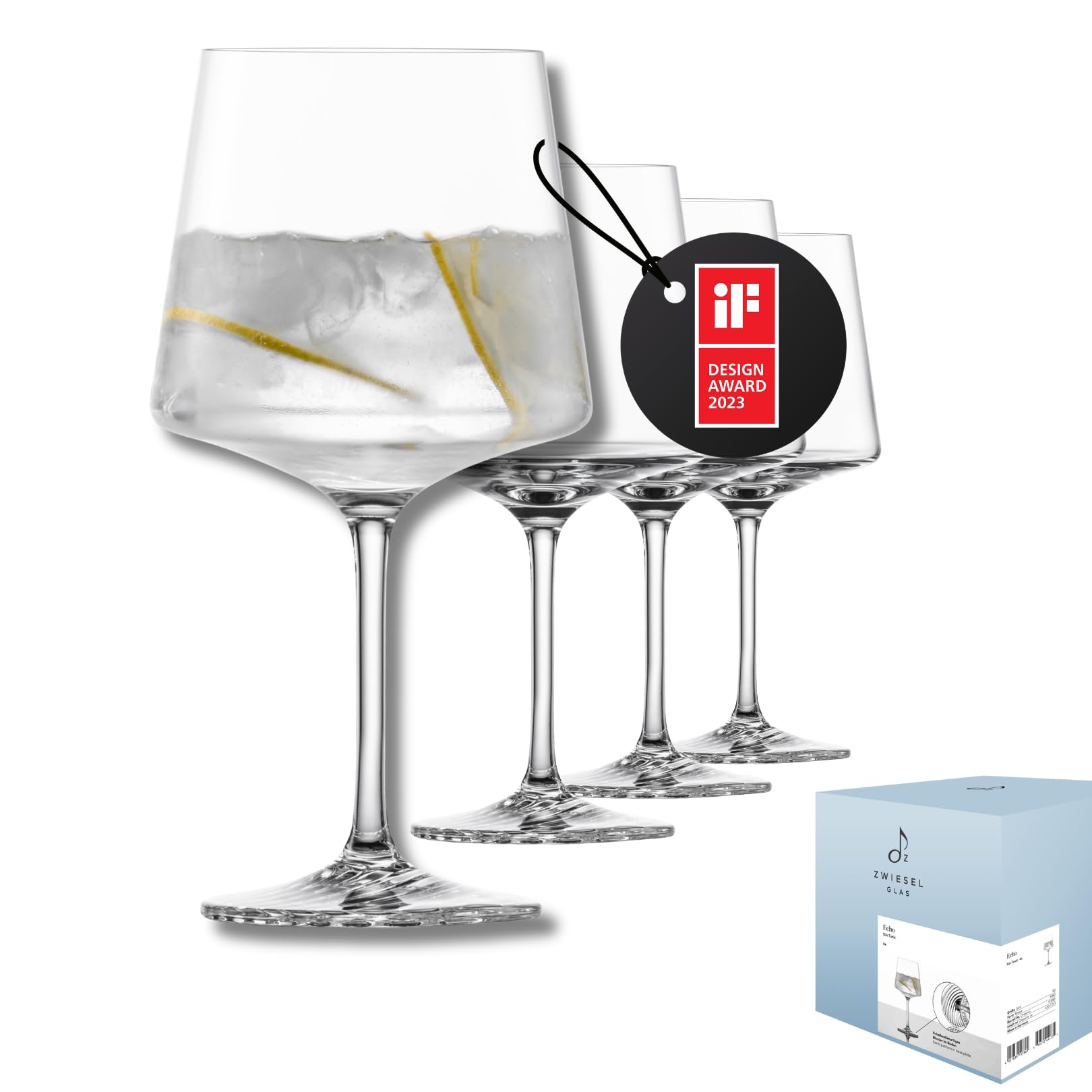 Zwiesel Glas Gin Tonic 123385 Echo - Juego de 4 vasos de cristal tritán para Gin Tonic, aptos para lavavajillas, fabricados en Alemania