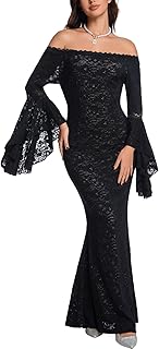 Women's Off The Shoulder Floral Lace Maxi Dress White Bridesmaid Wedding...