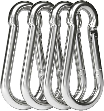 dimok Heavy Duty Carabiner Clips Stainless Galvanized Carbon Steel Spring Snap Hook Set for Camping Swing Boating Hammock Hiking 3 1/2 Inch