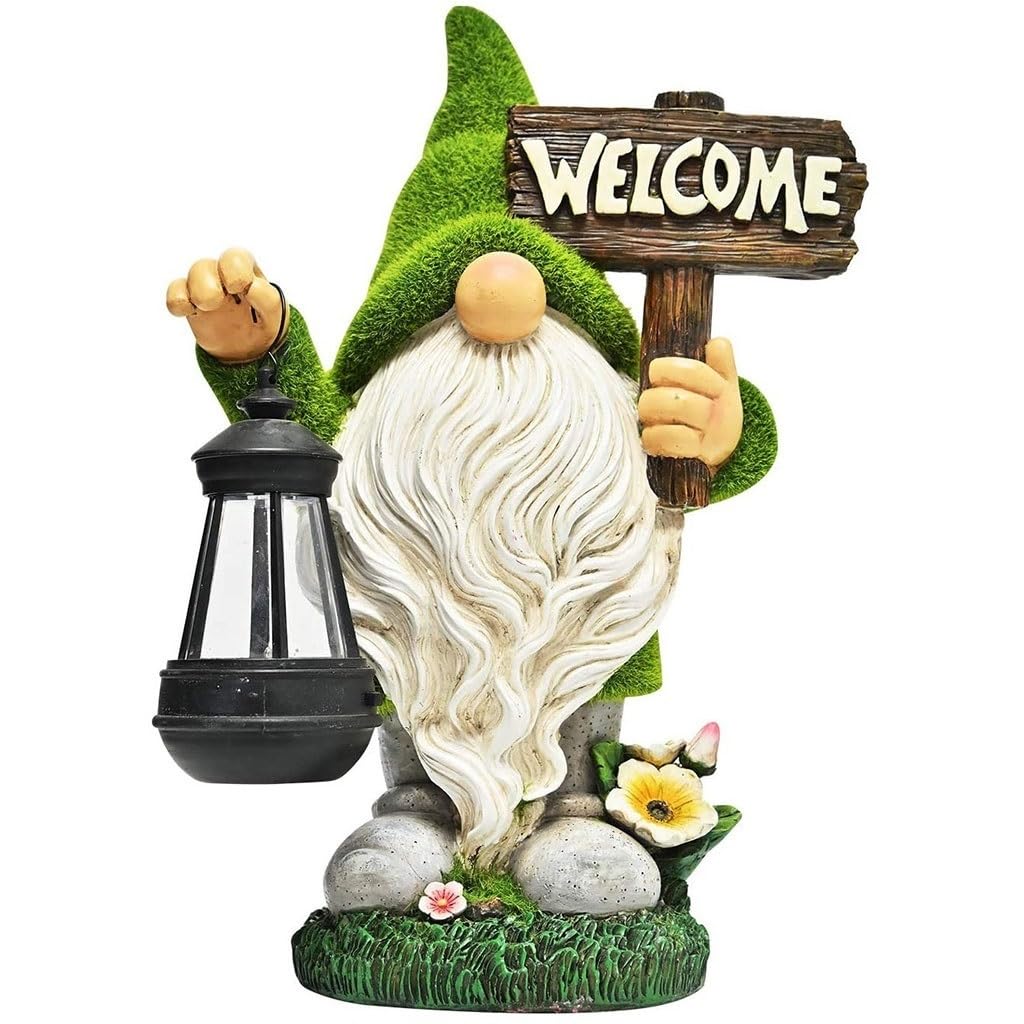 Adornos De Resina para Jardín Al Aire Libre, Estatua Enana con Luz Solar, Decoración De Jardín De Gnomos De Dibujos Animados, Figuras De Animales De Jardín