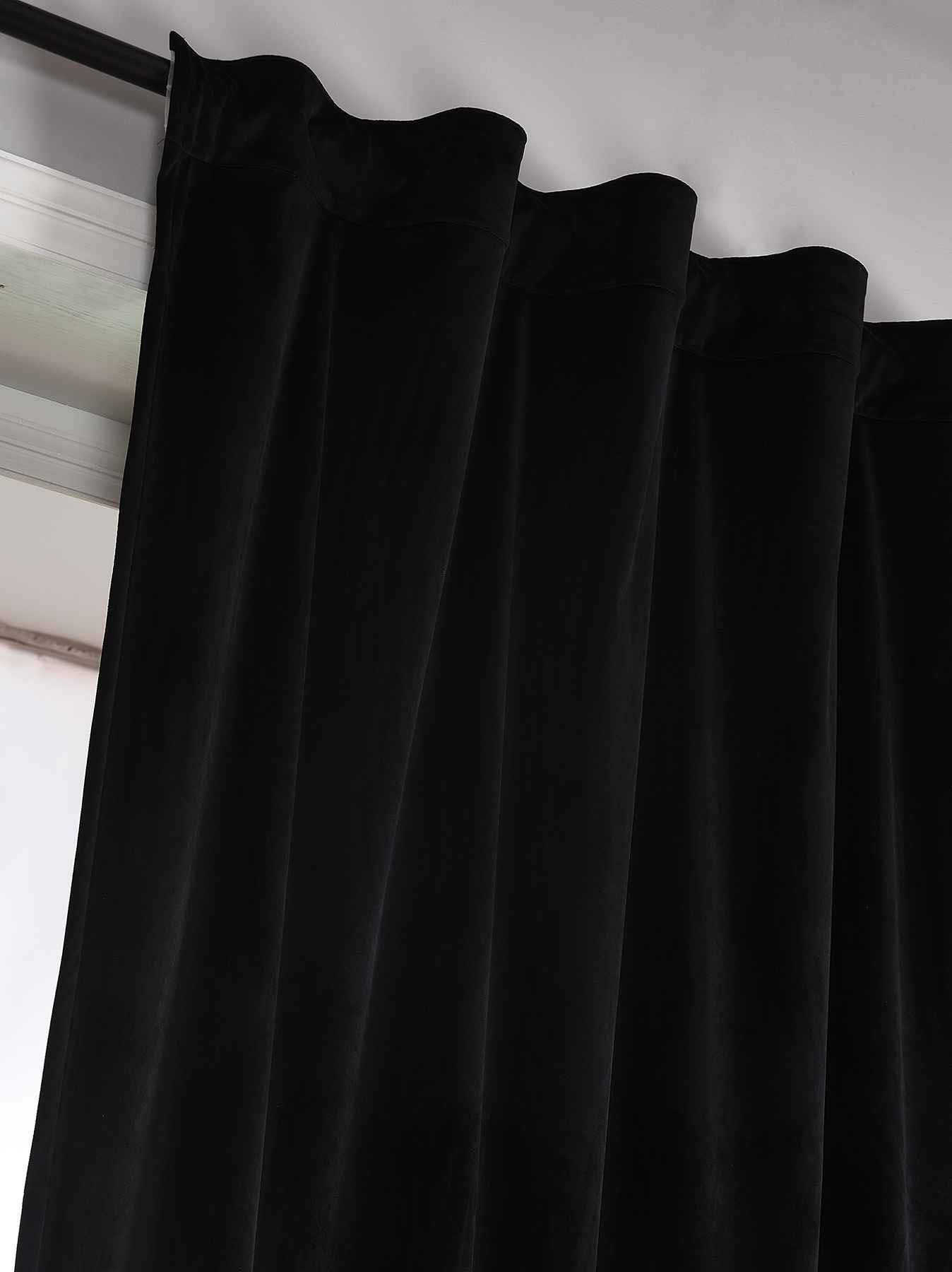 Gardinenbox Verdunkelung Vorhang »Milano« Samt Blickdicht Schlaufenband Tunneldurchzug Blackout Bügelband kürzbar Schwarz 2 Stück HxB 280x135 cm, 20357