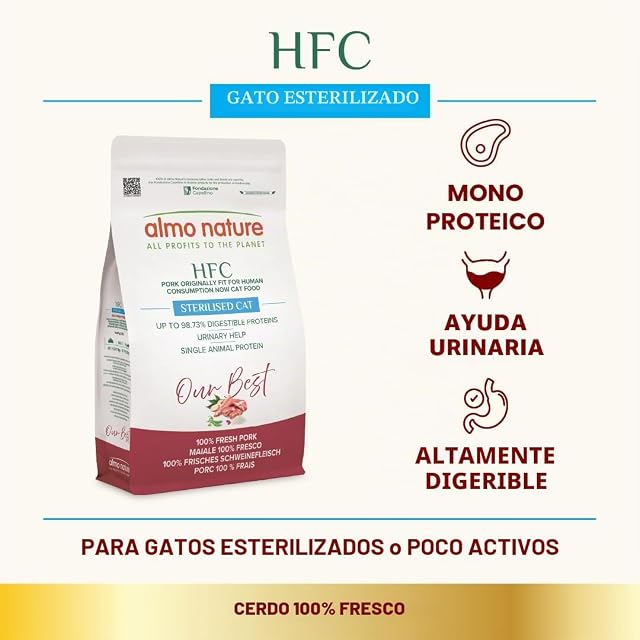 Foto 3 de 6 de Almo Nature HFC Our Best Sterilised - Pienso para Gatos Adultos Esterilizados - Cerdo Fresco, Monoproteico