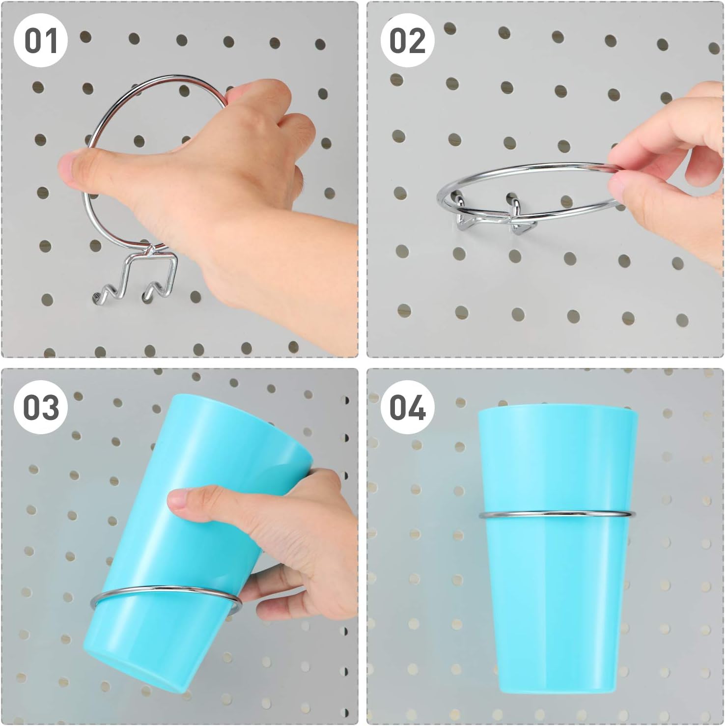 Get Special Price 14 Pieces Pegboard Hooks Set Includes 4 Pieces Circle Hooks Ring Style Pegboard Hooks and 10 Pieces Pegboard Pegs Board Hook Set